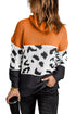 Turtleneck Splicing Chunky Knit Pullover Sweater